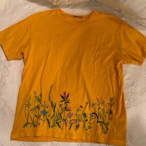 zara yellow size small embroidered t shirt